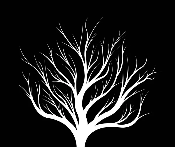 Egy fa, fekete alapon fehér sziluettjével. — Stock Fotó