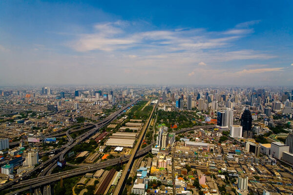 View of the capital of Thailand Bangkok from a bird's eye view.