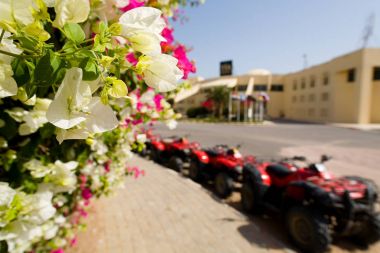 Çiçek Park edilmiş ATV arka planda. 