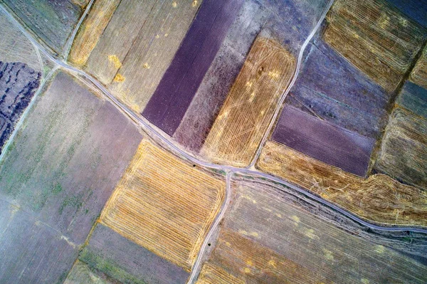 View from above on the fields and roads in Georgia. — Stock Photo, Image