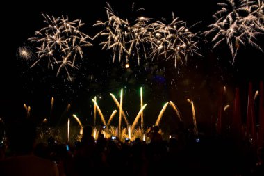 gece gökyüzünde güzel renkli havai fişek.