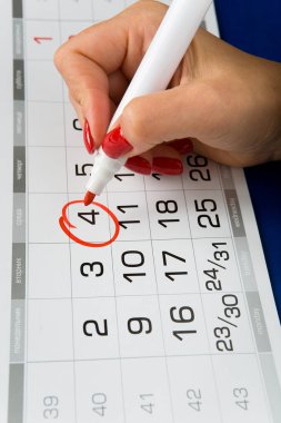 Tarihi Çarşamba 4 takvimde işaretlenir.