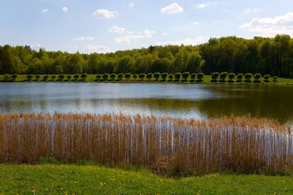 Parque Izmailovsky com uma lagoa em Moscou na primavera . — Fotografia de Stock