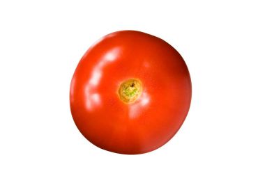 Beyaz arkaplanda olgun kırmızı domates.