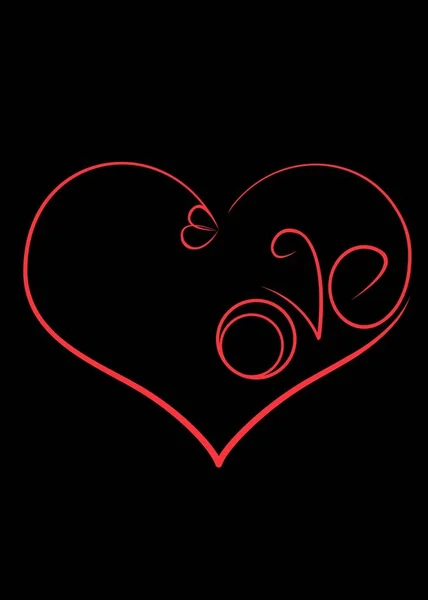 Símbolo Del Amor Corazón Con Anillos Compromiso Inscripción Amor — Foto de Stock