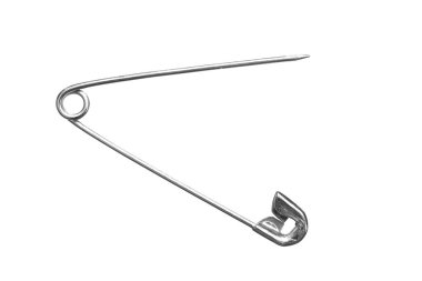 Beyaz bir arka plan üzerinde metal bir çengelli iğne.