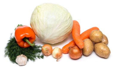 beyaz zemin üzerinde sebze