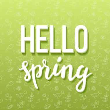 Bahar poster el yazısı guote ile Merhaba. Vektör çizim