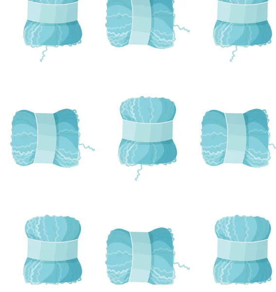 Vetor padrão colorido definido com novelo de fio azul lanoso —  Vetores de Stock