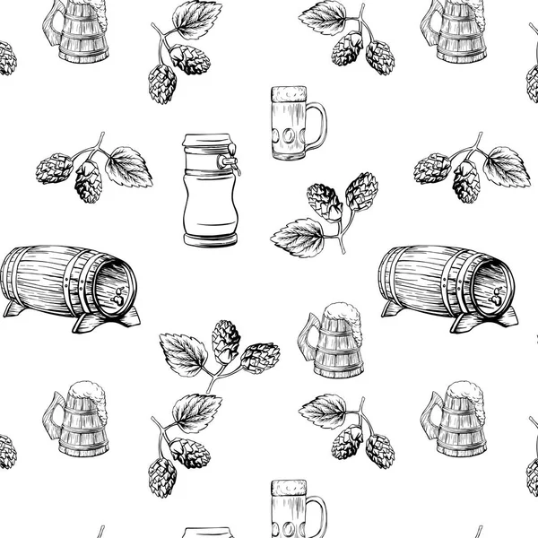 Beer pattern vector illustration, template for menu — Stock Vector