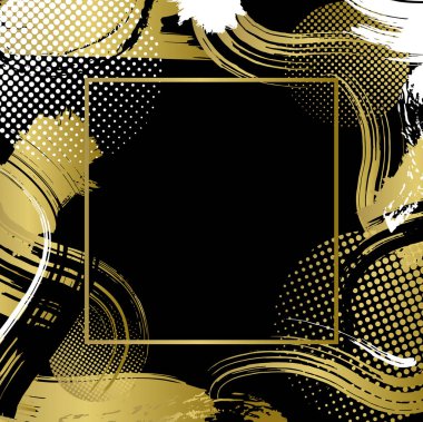Çerçeve vektör altın ve siyah desenleri, modern grafik desi ile