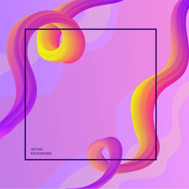 Çerçeve arka plan ile 3d renkli parlak pembe dalgalar vektör illus