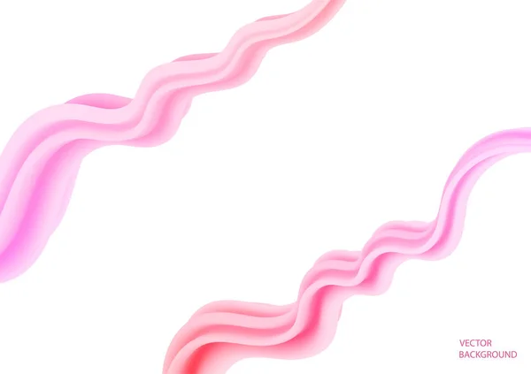 3D dalgalar kümesi veya renkli arka plan ile parlak pembe kıvırcık ribbo — Stok Vektör
