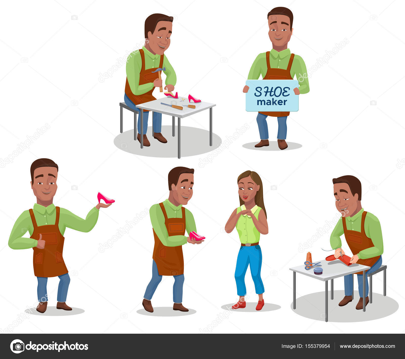 Shoemaker cartoon characters set with indian black haired worker Stock Vector Image by ©Nadine_C #155379954 Shoemaker cartoon characters set with indian black haired worker Stock Vector Image by ©Nadine_C #155379954