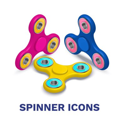 Fidget spinner isometric icons set with colorful relaxing toys o clipart