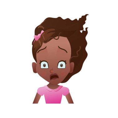 Şok Afrikalı kız yüz çizgi film kadın emoji simgesini veya avatar vektör çizim ile