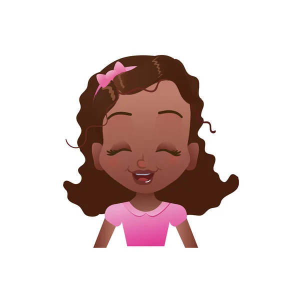 Laughing african girl face with cartoon female emoji icon or avatar vector illustration — Stock Vector