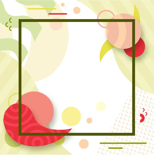 Poster a colori astratto in stile trendy con forme geometriche, linee, moda sfondo luminoso, banner, copertina, colori verdi e rossi, illustrazione vettoriale — Vettoriale Stock