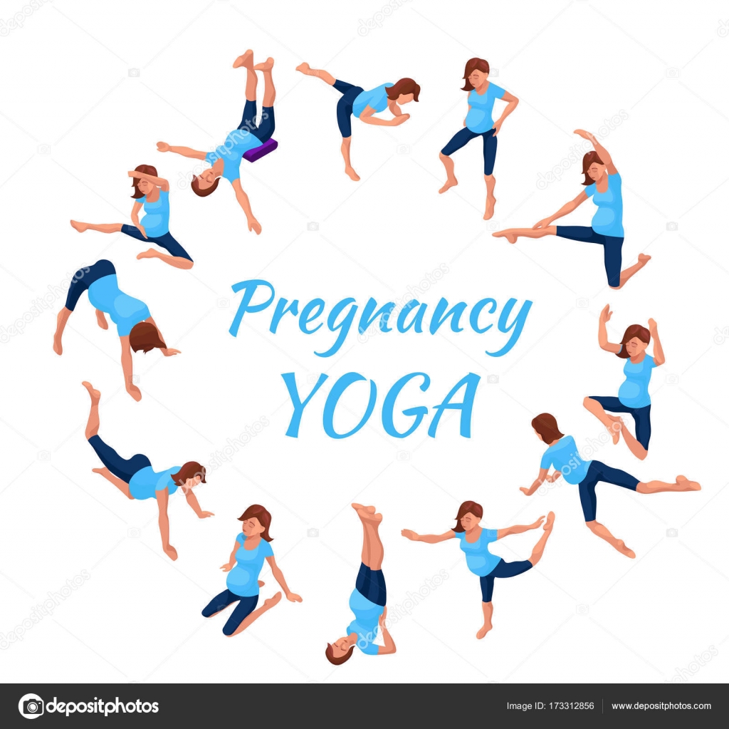 Yoga Schwangerschaft Großes Set Mit Schwangere Frau