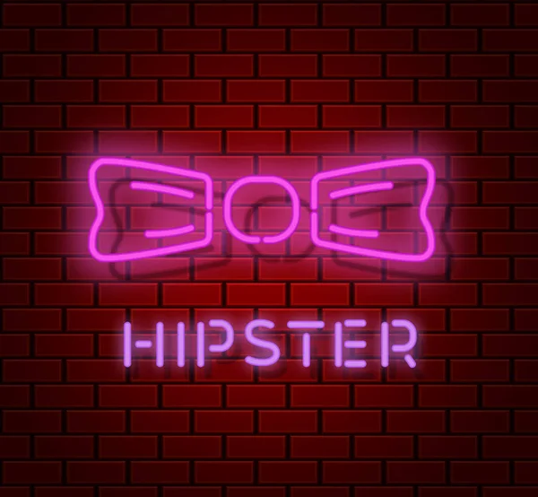 Bogen Hipster Neon Silhouette isolierte Symbol, elektrische Licht Hintergrund, Vektorillustration — Stockvektor