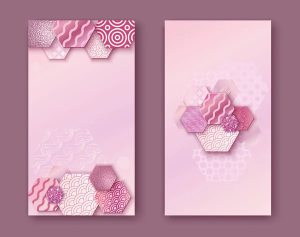 Brochure ou ensemble de conception d'emballage, deux fois or rose entreprise b — Image vectorielle