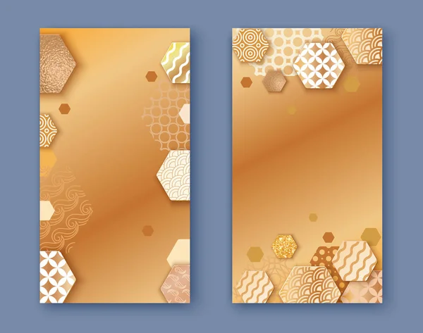 Brochure ou ensemble de conception d'emballage, bann d'affaires deux fois doré — Image vectorielle