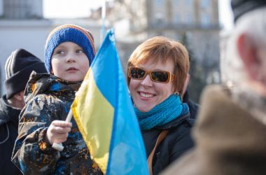 Kiev, Ukrayna 24 Kasım 2016: Kiev Maidan Nezaleznosti Meydanı'nda toplanan insanlar Nadia Savchenko desteklemek için Rusya'nın prisoned. 