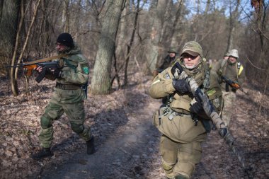 Kiev, Ukrayna Marth 26, 2016: bölge devriye Ukrayna askerler