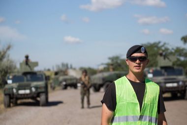Odessa, Ukrayna 21 Temmuz 2016: bölge devriye Ukrayna askerler