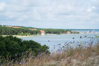 Nida pier bir görünümüne dunes adlı Curonian spit, Litvanya dan.