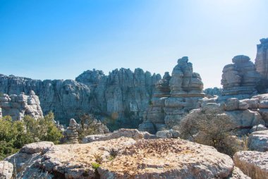 Hava en iyi manzarasına El Torcal natur dağlar taşlar