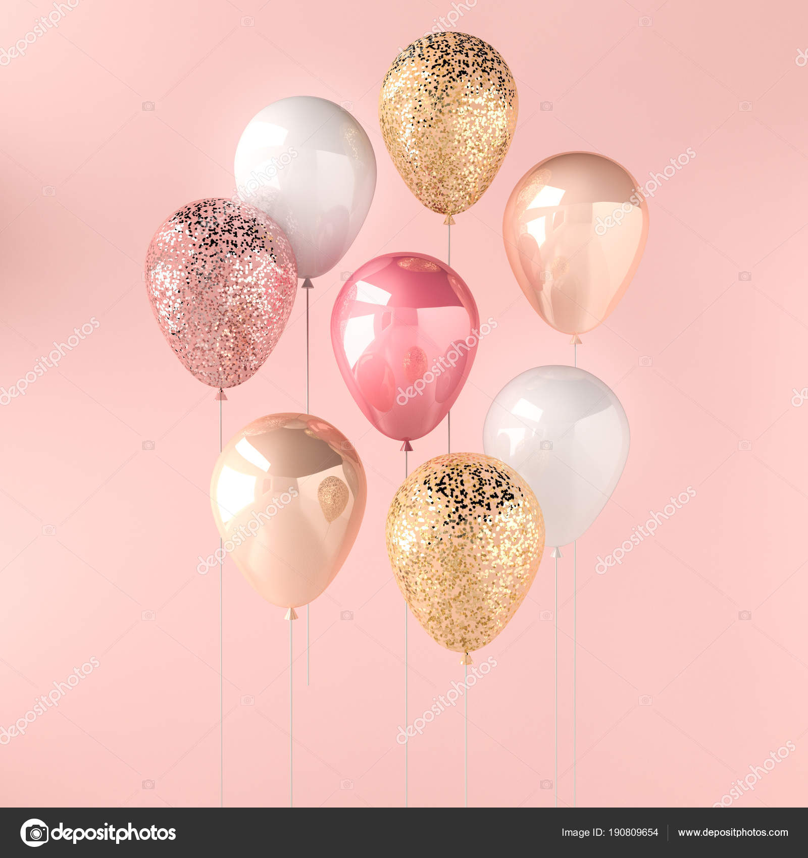 Beaucoup De Fond De Ballons Rose Or Rose Brillant