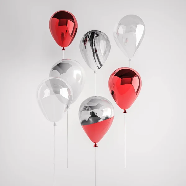 Dekoracyjnych Kompozycji Kolorowych Balonów Błyszczący Białym Tle — Zdjęcie stockowe