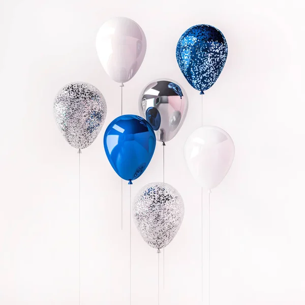 Composición Decorativa Globos Brillantes Colores Aislados Sobre Fondo Blanco — Foto de Stock