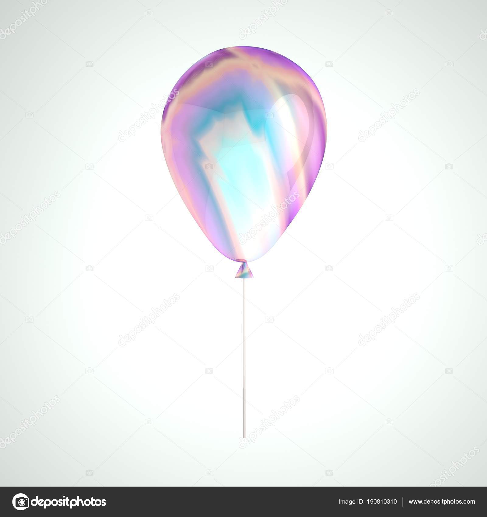 Iridescence Holographic Foil Balloon Isolated Gray Background Trendy