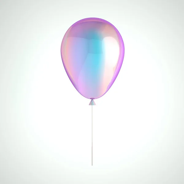 Schillernde Holographische Folie Ballon Isoliert Auf Grauem Hintergrund Trendy Design — Stockfoto