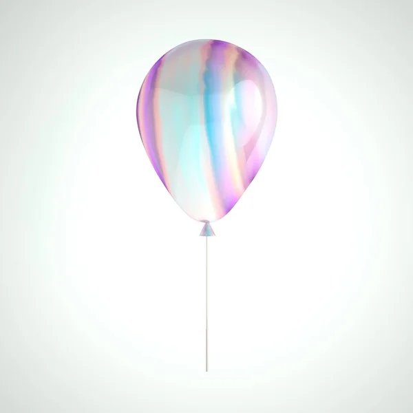 Schillernde Holographische Folie Ballon Isoliert Auf Grauem Hintergrund Trendy Design — Stockfoto