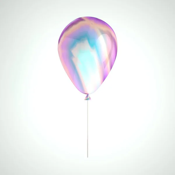 Schillernde Holographische Folie Ballon Isoliert Auf Grauem Hintergrund Trendy Design — Stockfoto