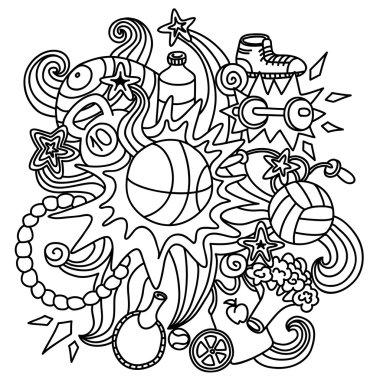 Spor doodle öğeleri bileşimi