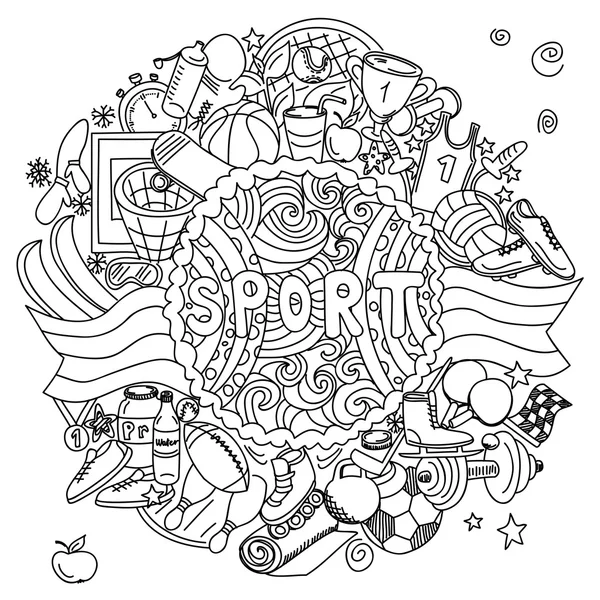 Spor doodle öğeleri bileşimi — Stok Vektör