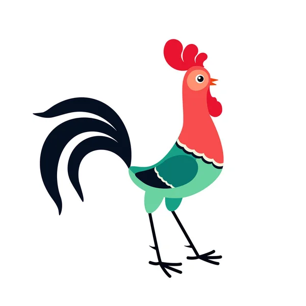 Vector illustration of standing cartoon rooster — Stock Vector