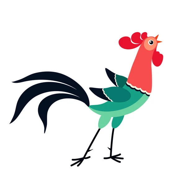 Vector illustration of crowing cartoon rooster — Stock Vector