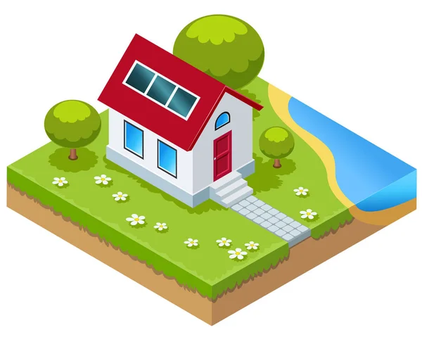 Güneş Pilleri ile izometrik Eko ev