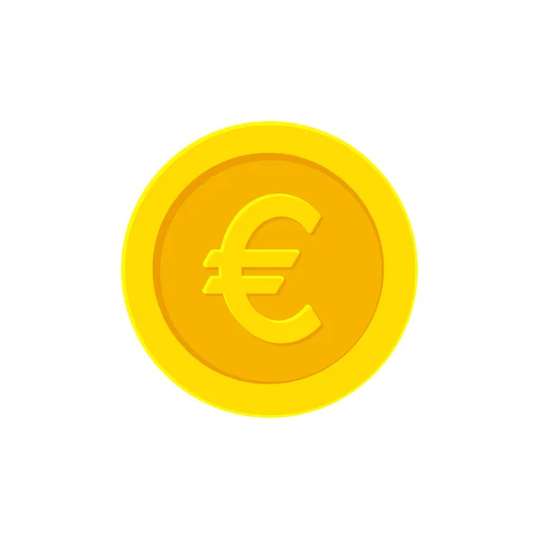 Euro pièce d'or. Icône plate isolée sur blanc — Image vectorielle