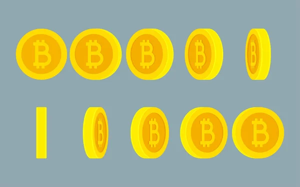 Bitcoin roterande gif animation sprite blad på — Stock vektor