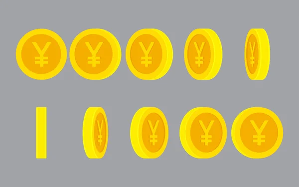 Yen or Yuan coin rotating animation sprite sheet