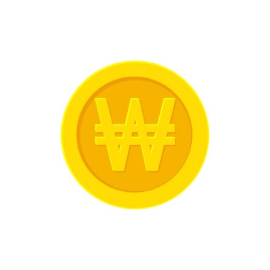 Kore Won altın sikke simgesi beyaz üzerine izole 