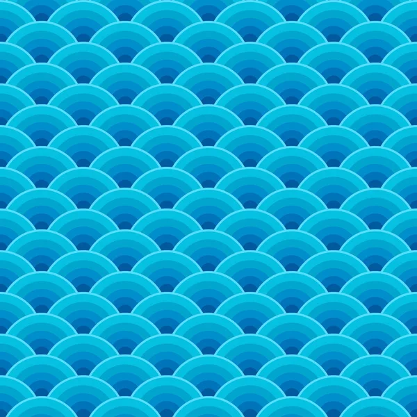 Seamless blue dragon fish scales wave pattern — Stock Vector