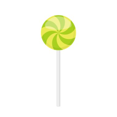Lollipop candy with green curved rays pattern 