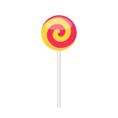 Lollipop candy with red and yellow spiral pattern 